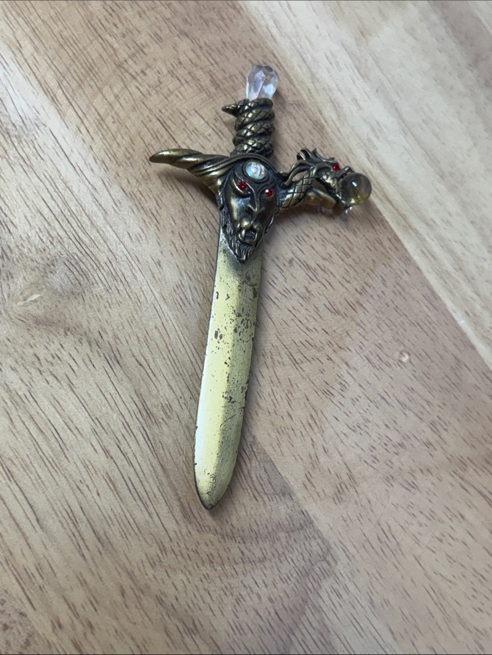 vintage pewter fantasy sword and wizard brooch by Jonette Jewelry (JJ)